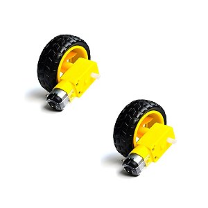 Kit 2 Roda Pneu Motor Redução DC 3 A 6v Robótica Arduino