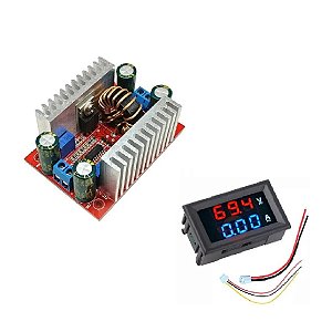 Kit Regulador Tensão Dc Step UP 10v A 60v 400w 15A + Voltímetro Digital