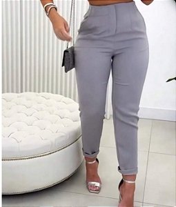 Calça Alfaiataria Feminina Cintura Alta Com Ziper