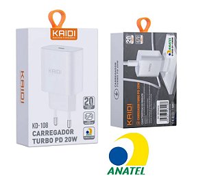 Fonte Carregador Usb C 20W Turbo - Kaidi