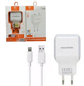 Fonte 2 Usb Turbo 4.1 C/ Cabo Usb Lightning - H Maston