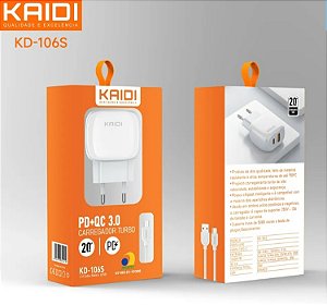 FONTE TURBO QC 3.0 20W C/ CABO MICRO USB - KAIDI