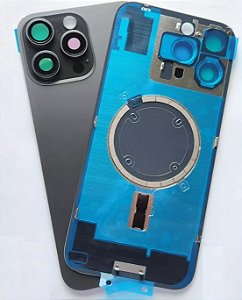 TAMPA TRASEIRA APPLE IPHONE 16 PRO MAX COM LENTE ARO E ANEL MAGNETICO