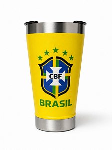 Copo Térmico Inox 473ml Brasil Personalizado | Mantém Gelado | Com Tampa e Abridor