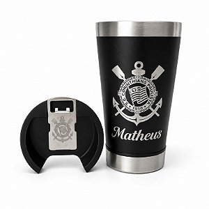 Copo Térmico Corinthians 473ml Personalizado Com Nome e Abridor