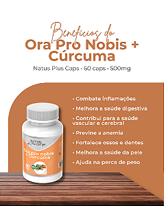Ora Pró-Nóbis + Cúrcuma + Gengibre – 60 Cápsulas | Natus Plus