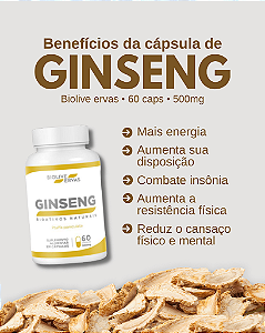Ginseng Biolive Ervas | 60 Capsulas - 500mg