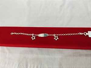 Pulseira Infantil Placa e Estrelas – Prata 925