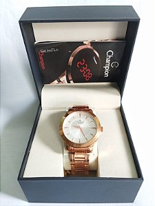 Relógio Champion Digital Redondo Dourado – Fundo Branco