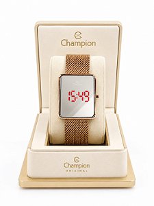 Relógio Digital Champion Dourado com Visor Prata