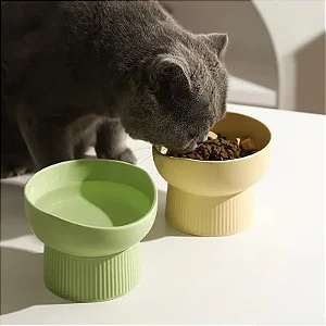 Tigela Elevada de Cerâmica para Gatos