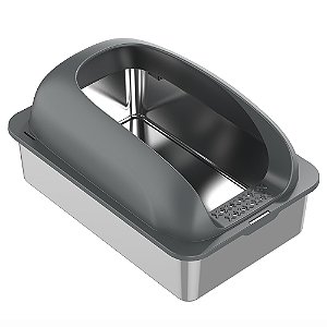 Caixa de Areia para Gatos Grande Semi-Fechada de Aço Inox NewPet