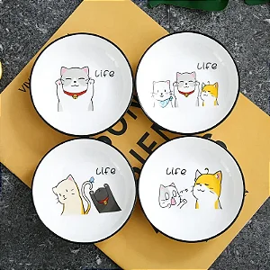 Mini Tigelas Redondas de Porcelana com Gatinhos