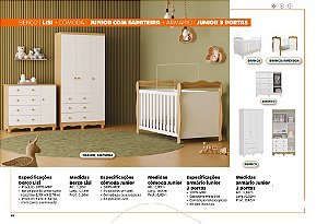 Berço Lisi + Cômoda Junior + Armário 3 Portas