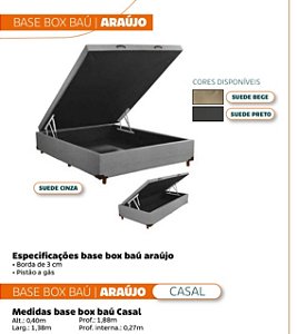 Base Baú Casal Araujo Suede 1,38x1,88m
