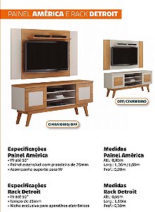 Painel América com Rack Detroit Cinamomo Off