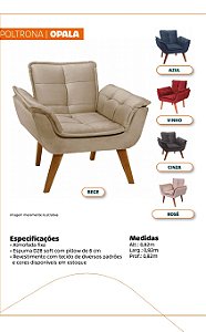 Poltrona opala tecido Diversos Padrões pés palito em eucalipto