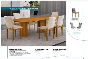 Sala de Jantar Ísis 2,00m com 6 Cadeiras Zeus