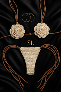 Biquíni Flor de Encanto Off White - Edição Limitada SL Luxury Beachwear