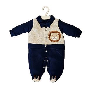 Macacão Bebê Menino 100% Algodão Suedine - Azul