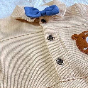 Macacão Bebê Menino - Ursinho Bordado Ted Bear - Luxo Menino