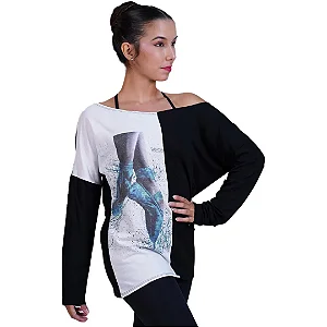 Blusa manga comprida moletinho unissex (sapatilha azul)