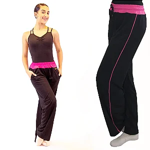 Calça friso lateral e bolsos