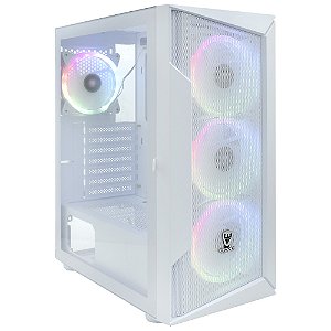 Gabinete Gamer Satellite K8872 ATX com 4 Coolers e ARGB - Branco