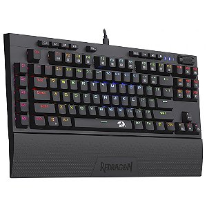 Teclado Gamer Mecânico Redragon K588RGB Broadsword USB - Preto