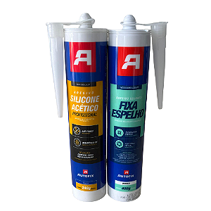 KIT 12 SILICONE ACETICO PRÓ + 06 FIXA ESPELHO