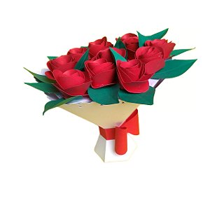 Caixa Buquê de Papel Artesanal com Rosas