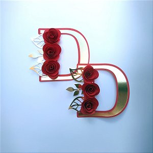 Topo de Bolo Alfabeto mini rosas (A-Z)
