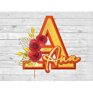Topo mini rosas inicial de nome