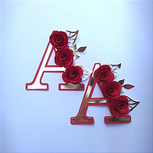 Topo inicial de nome com mini rosas