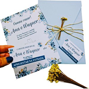 Kit Convite floral azul
