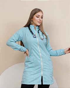 Jaleco Feminino Verde Petróleo com Zíper – Modelo Laura