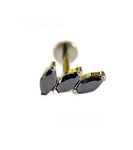 Labret Folhas Zircônia Black