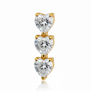 Labret 3 Corações PVD