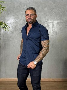 CAMISA SOCIAL FIBRA DE BAMBU TH AZUL MARINHO