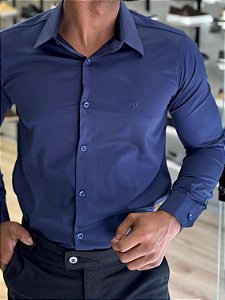 CAMISA SOCIAL FIBRA DE BAMBU TH AZUL MARINHO