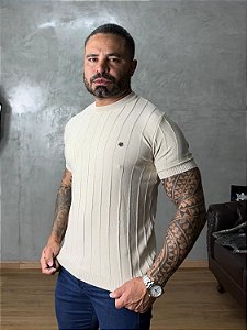 CAMISA TRICÔ LISTRA TRUE HERO BEGE