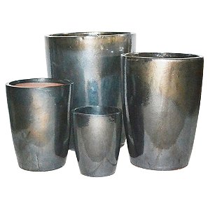 Conjunto Vasos Cer?mica Vietnamita Prata 4 Pe?as