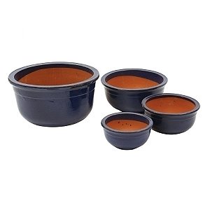 CJ. DE VASOS VIETNAMITA AZUL COM 04 PECAS