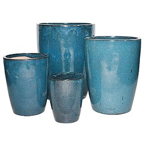 CJ DE VASOS VIETNAMITA AZUL PETROLEO - 04 PCS