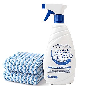 Limpador de Quadro Branco - Limpa+ 500ml + 2 Flanelas