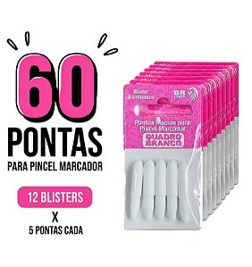 60 Pontas p/ Marcador de Quadro Branco - 12 Blisters de 5 Unidades - Pontas Macias