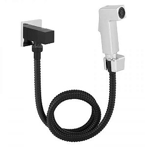 Ducha higienica com registro de metal 1/4 de volta quadrada preta - Alpha