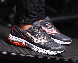 Tênis Mizuno Nirvana 9 Grafite Laranja Primeira Linha