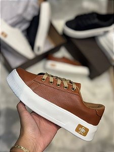 Tênis Ficare Casual Caramelo Branco