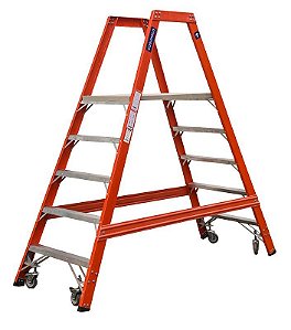 ESCADA COGUMELO FIBRA DE VIDRO PLATAFORMA DE TRABALHO EPT-140 LARANJA